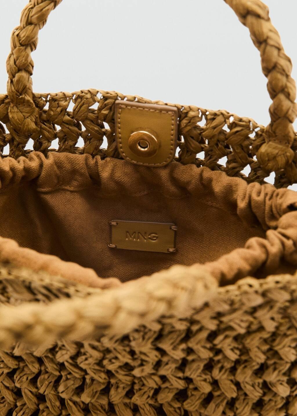 Green Natural-Fibre Double-Handle Bucket Bag, 0201_36, large image number 4