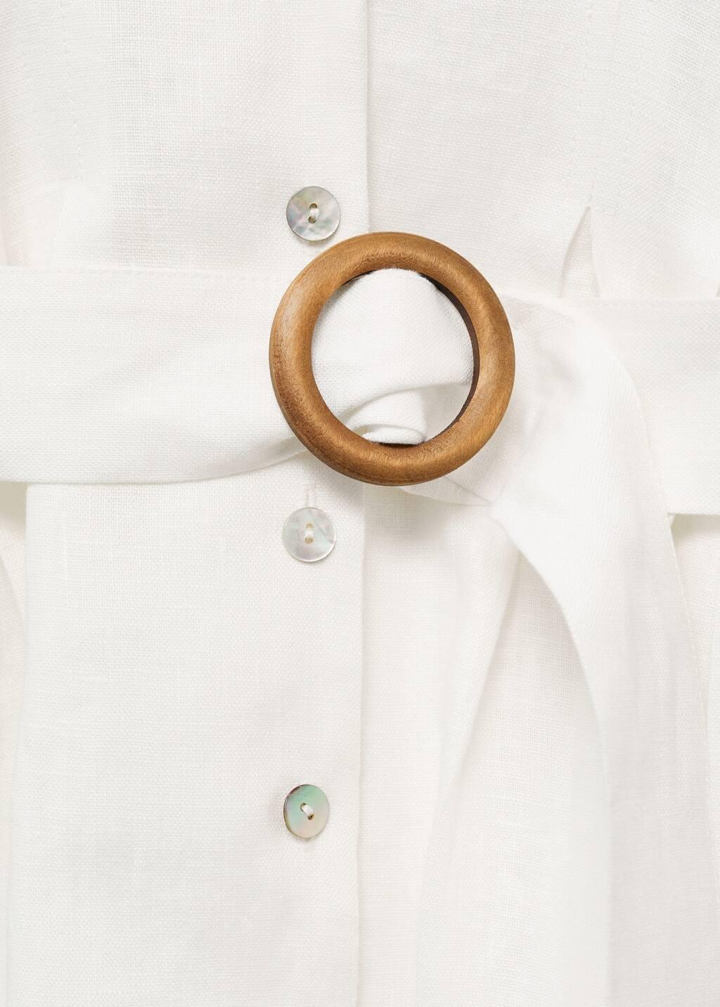 White Linen Shirt Dress With Belt, , large image number 4