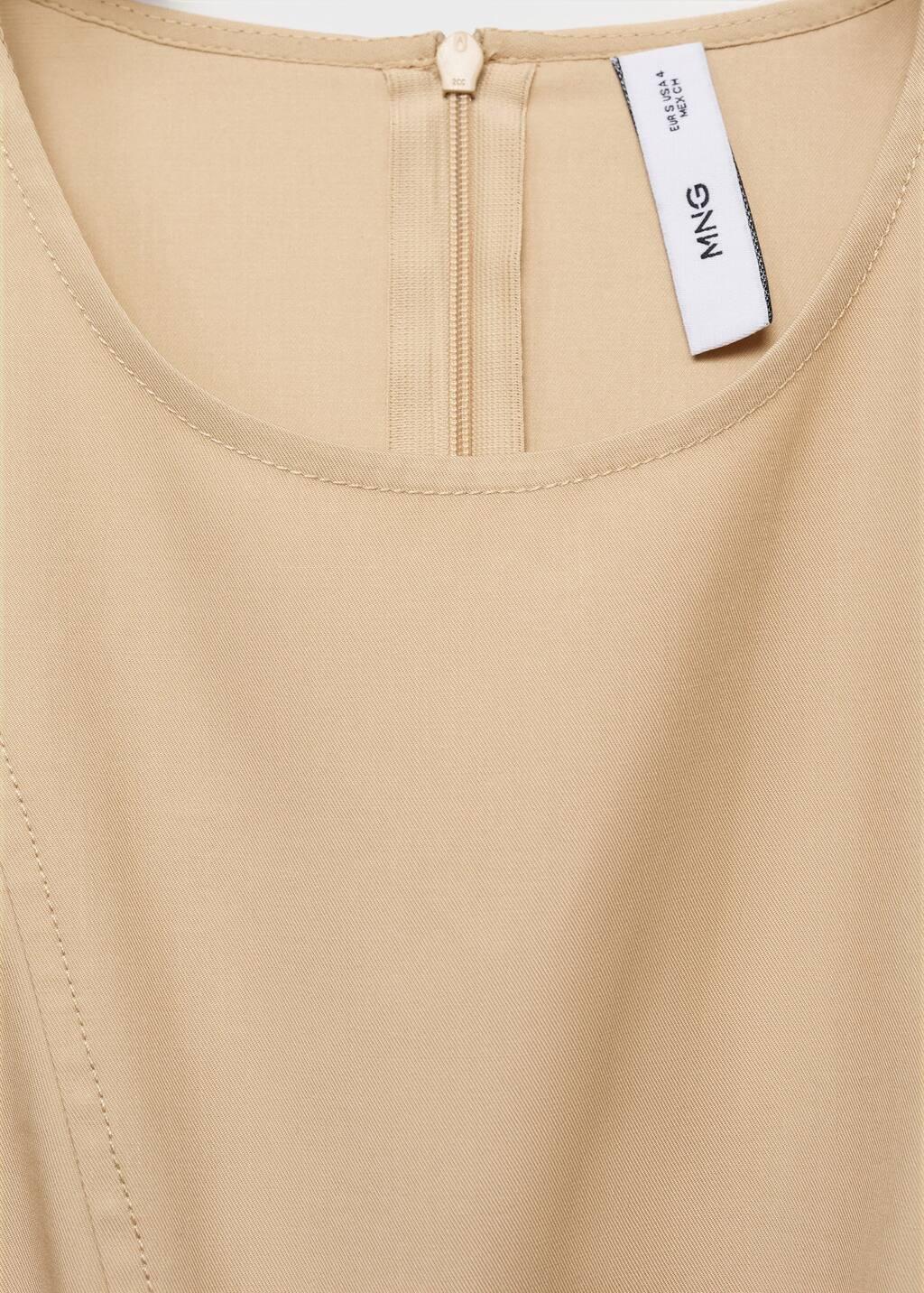 Beige Asymmetrical Dress With Frayed Hem, , large image number 4
