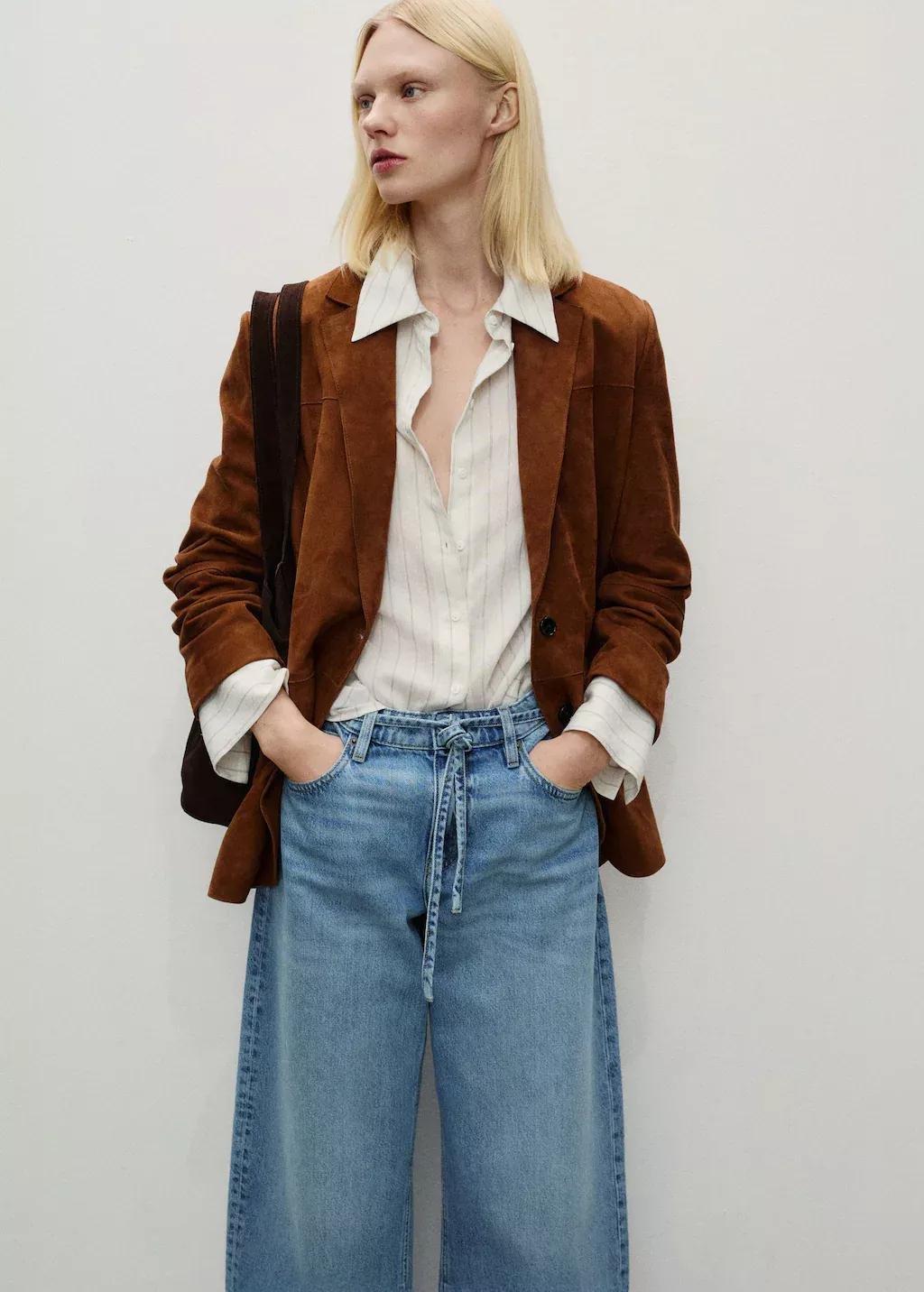 Blue Balloon Jeans With Belt, , large image number 1