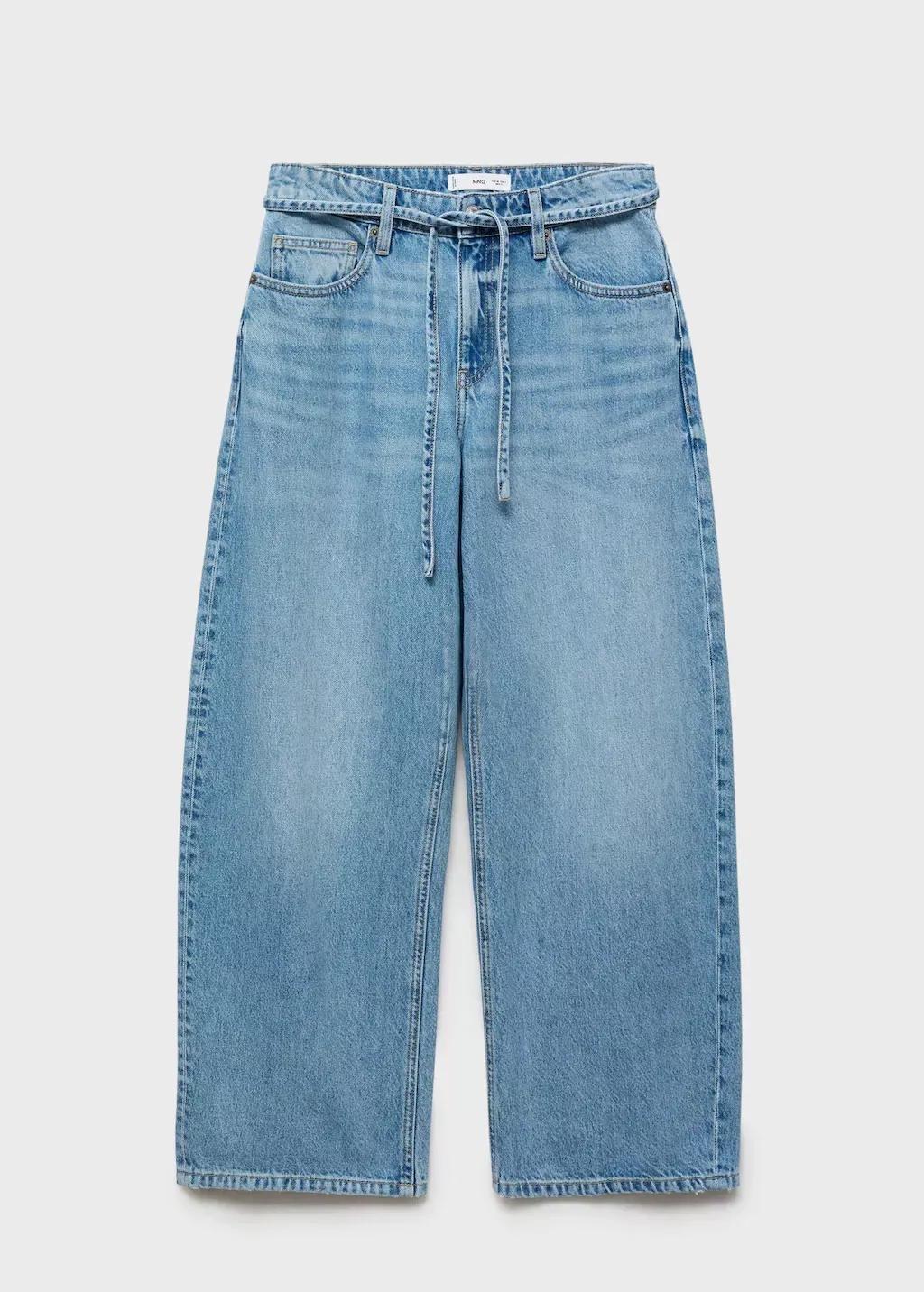 Blue Balloon Jeans With Belt, , large image number 3