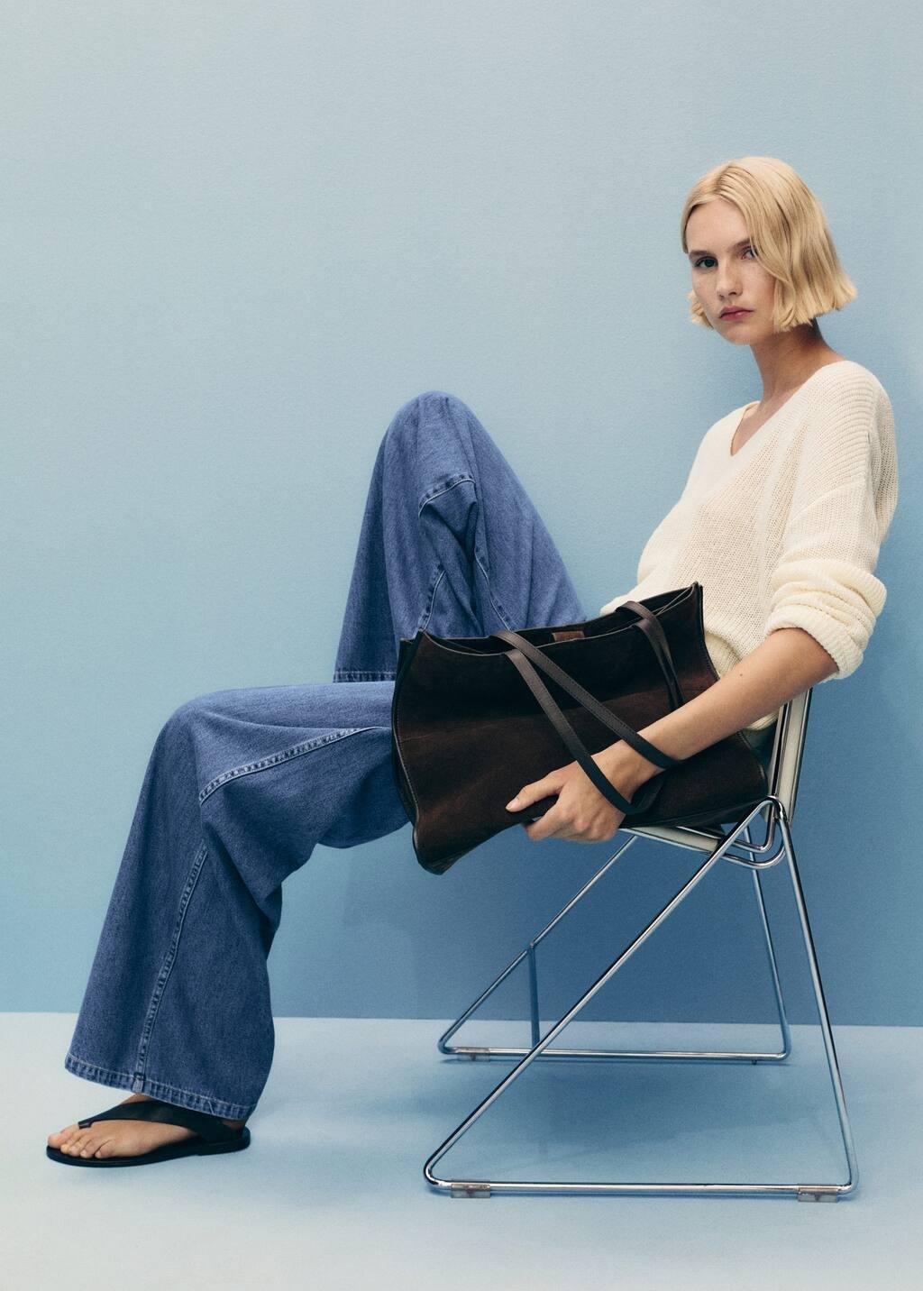 Blue Wideleg Jeans With Pockets, , large image number 2