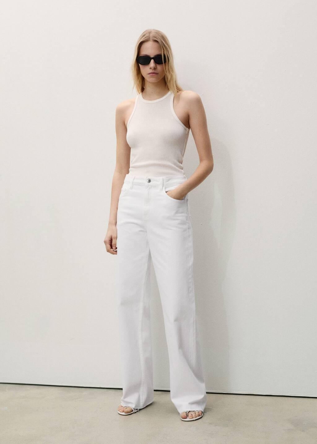 White Danila Wideleg High-Rise Jeans, , large image number 2