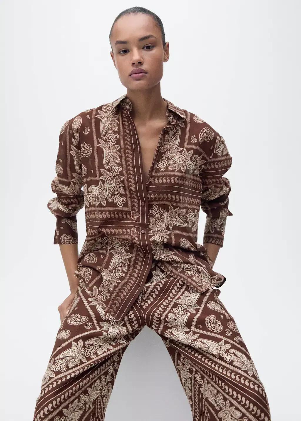 BROWN Regular-fit paisley shirt, , large image number 1