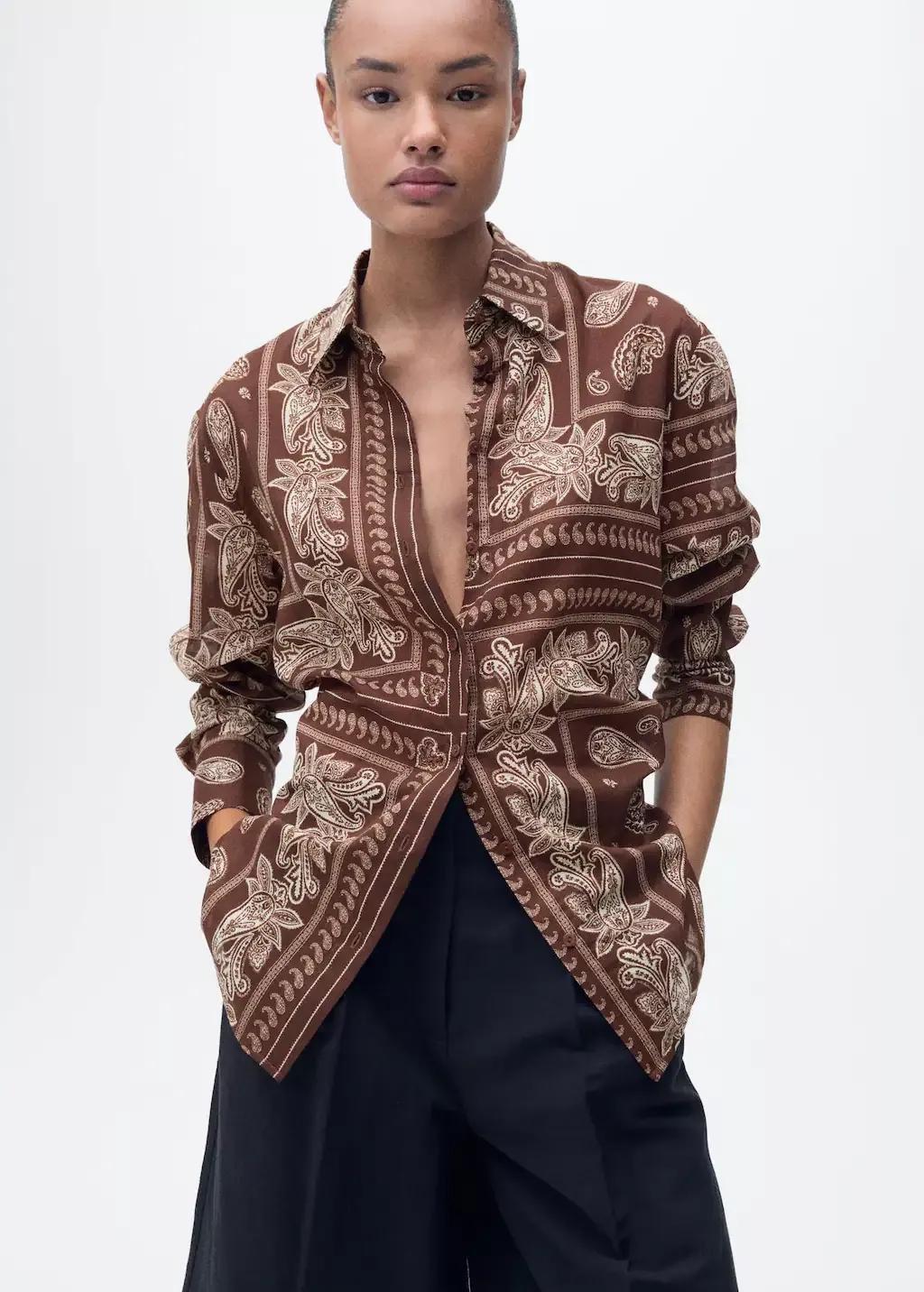 BROWN Regular-fit paisley shirt, , large image number 2