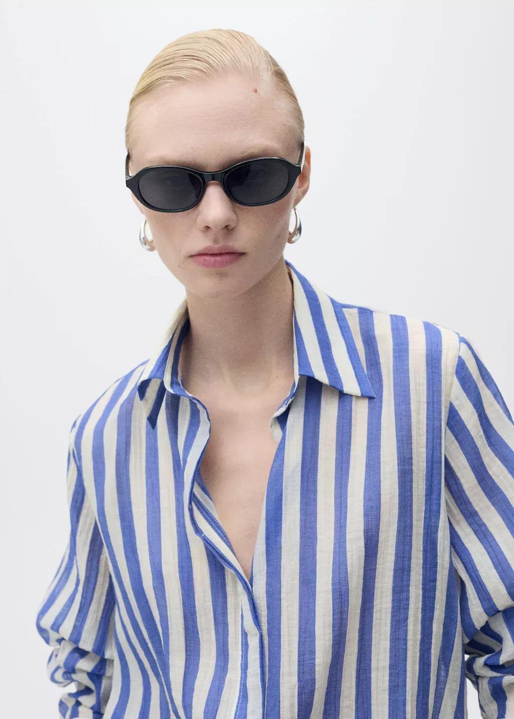 Blue Lt Pastel Striped Lyocell Shirt, , large image number 0
