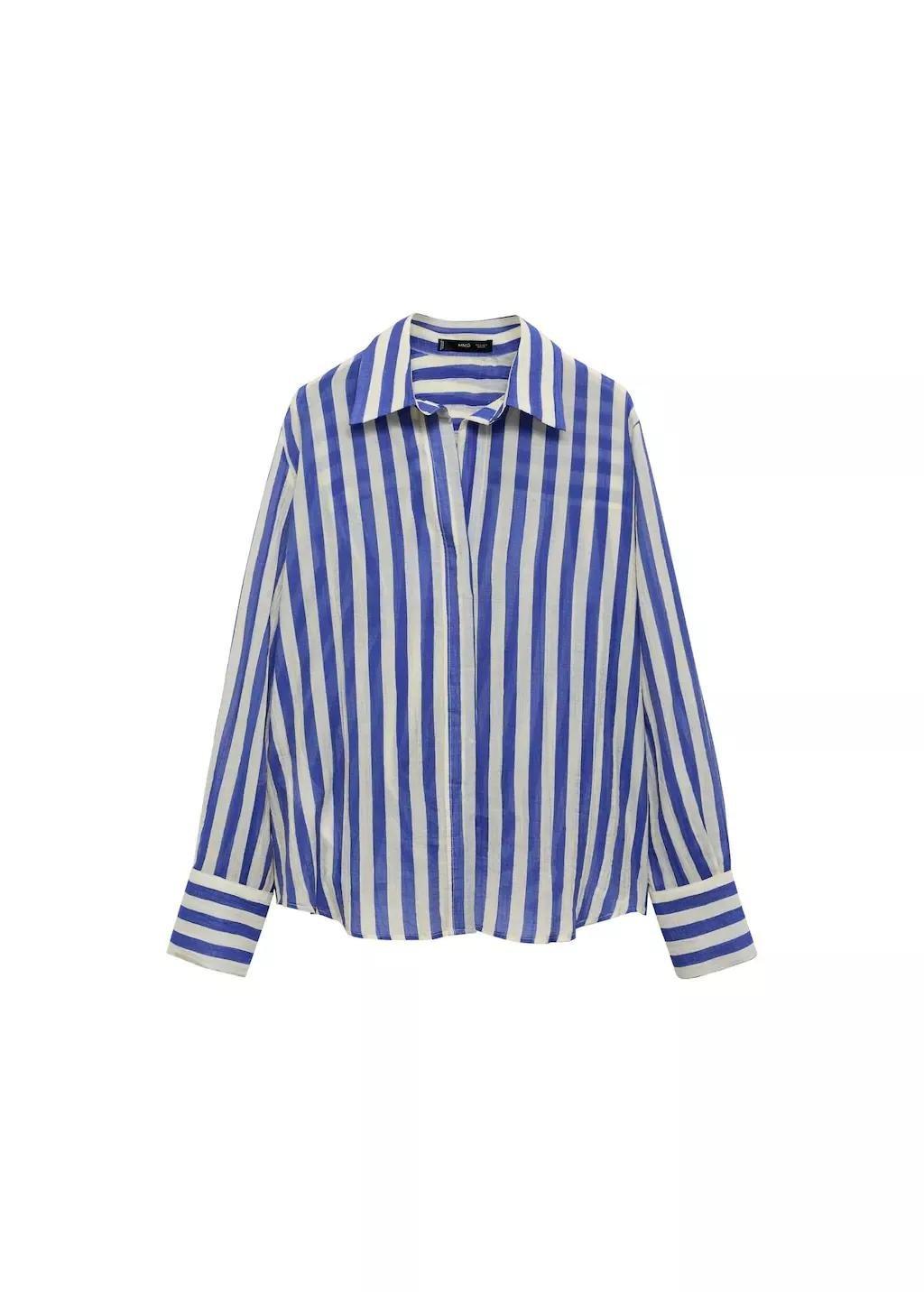 Blue Lt Pastel Striped Lyocell Shirt, , large image number 3