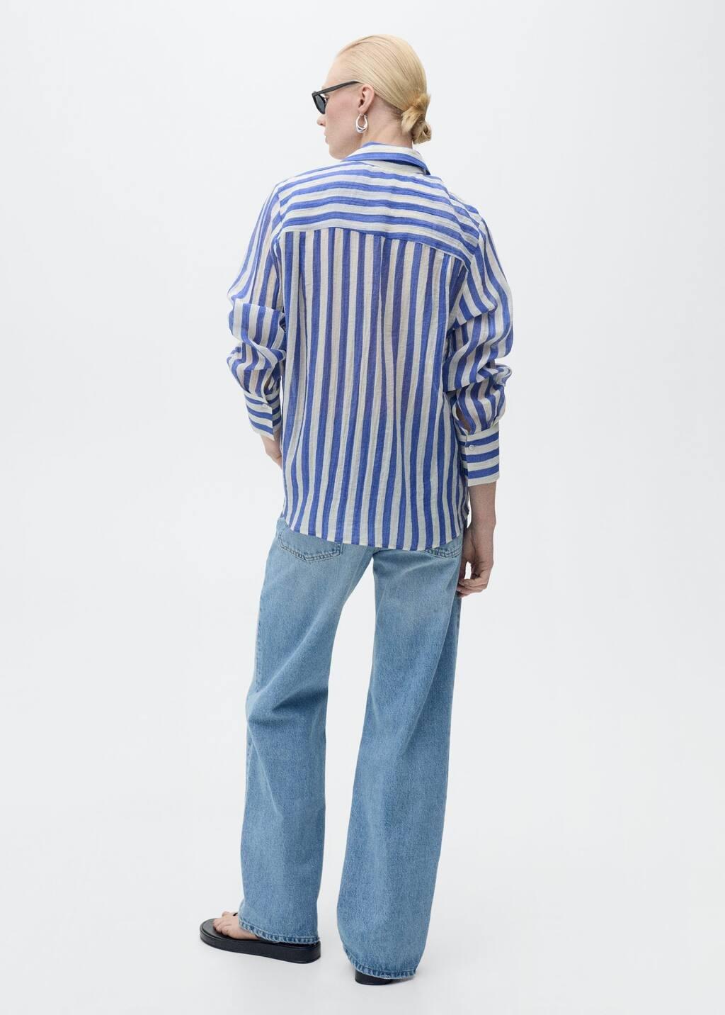 Blue Lt Pastel Striped Lyocell Shirt, , large image number 5