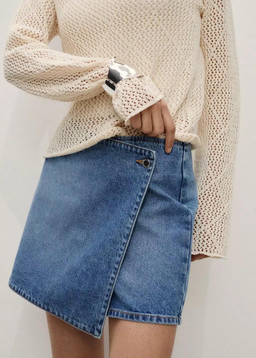 OPEN BLUE Denim skort, , large image number 0