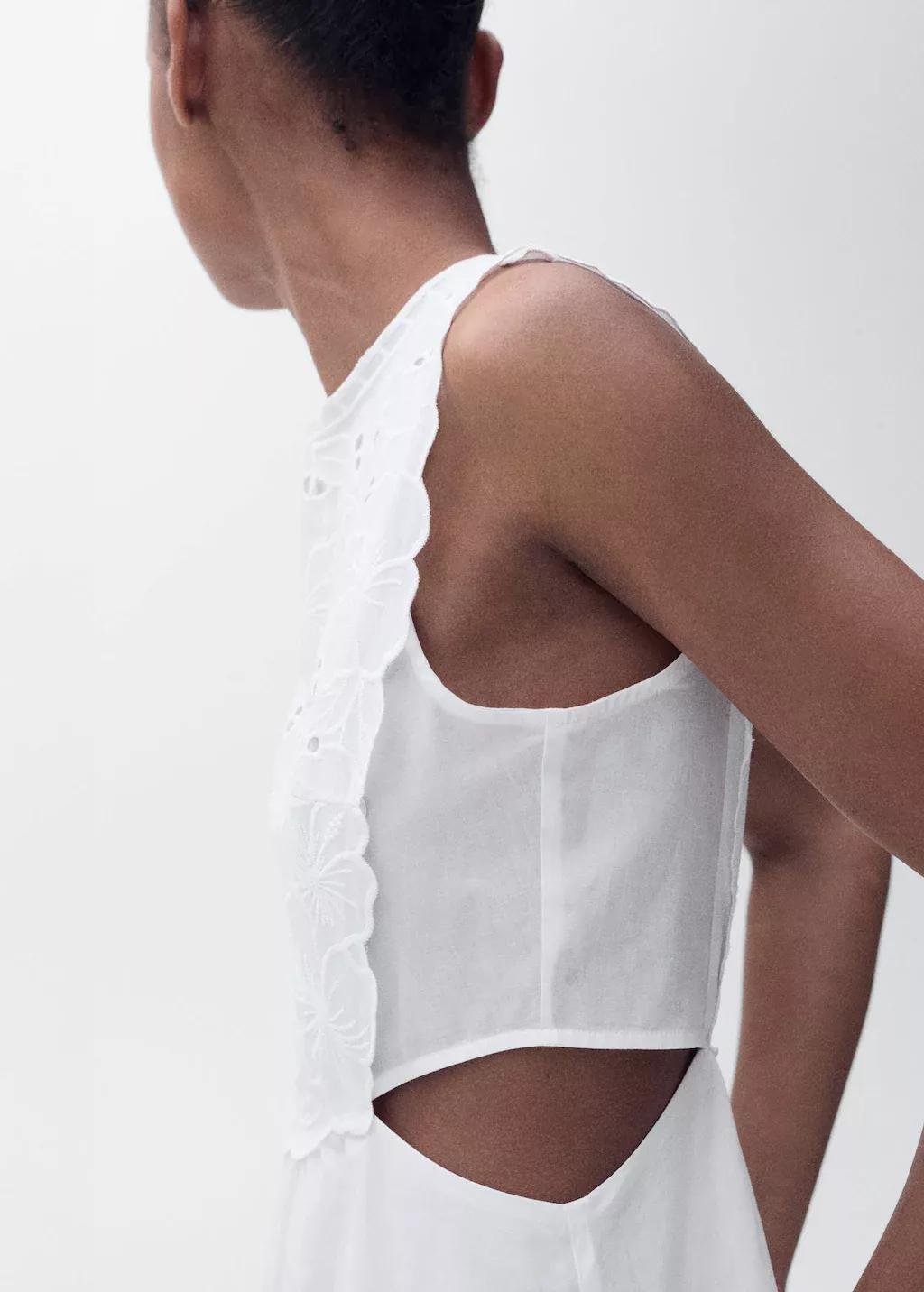 White Embroidered Dress With Side Slits, , large image number 2