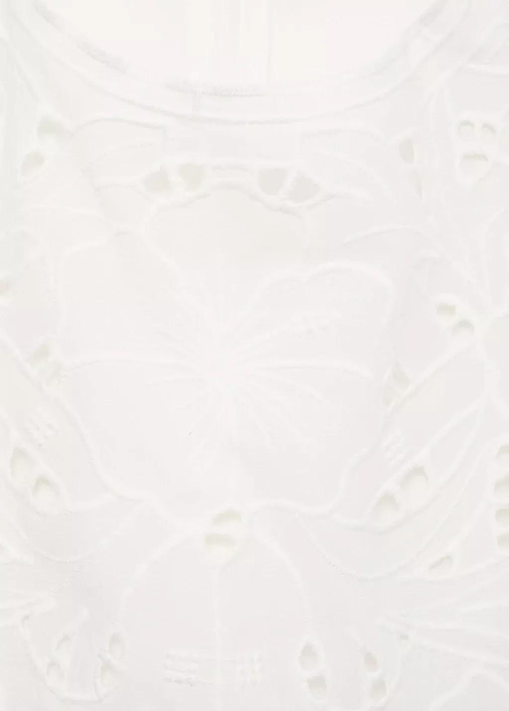 White Embroidered Dress With Side Slits, , large image number 4