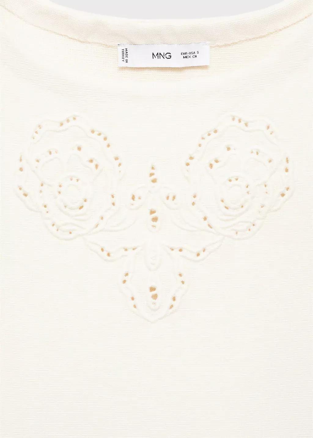 LIGHT BEIGE Embroidered top with openwork details, , large image number 4