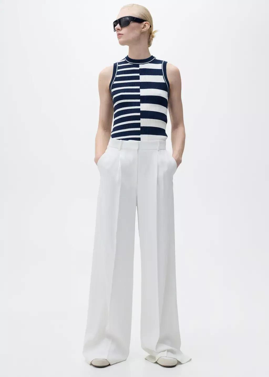 Navy Striped Knit Top, , large image number 2