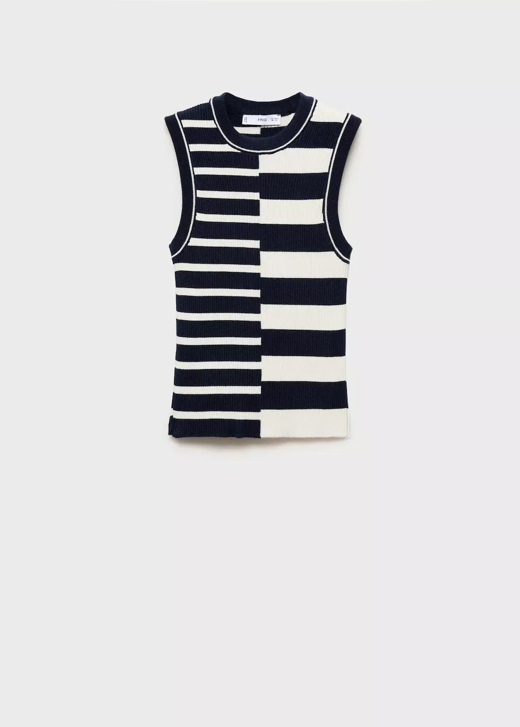 Navy Striped Knit Top, , large image number 3