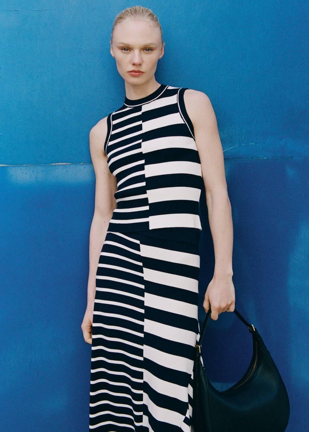 Navy Striped Knit Top, , large image number 5