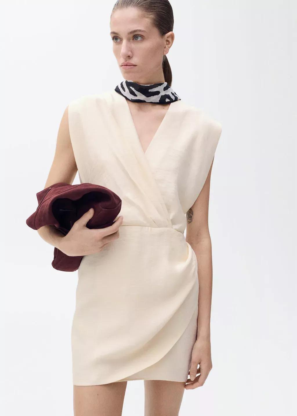 LIGHT BEIGE Lyocell wrap dress, , large image number 0
