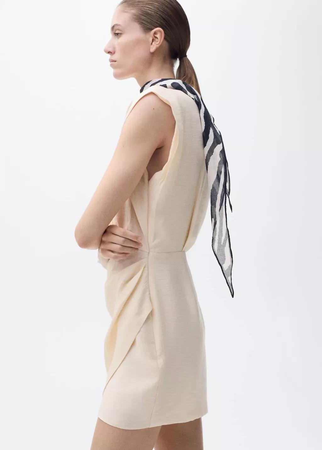 LIGHT BEIGE Lyocell wrap dress, , large image number 3