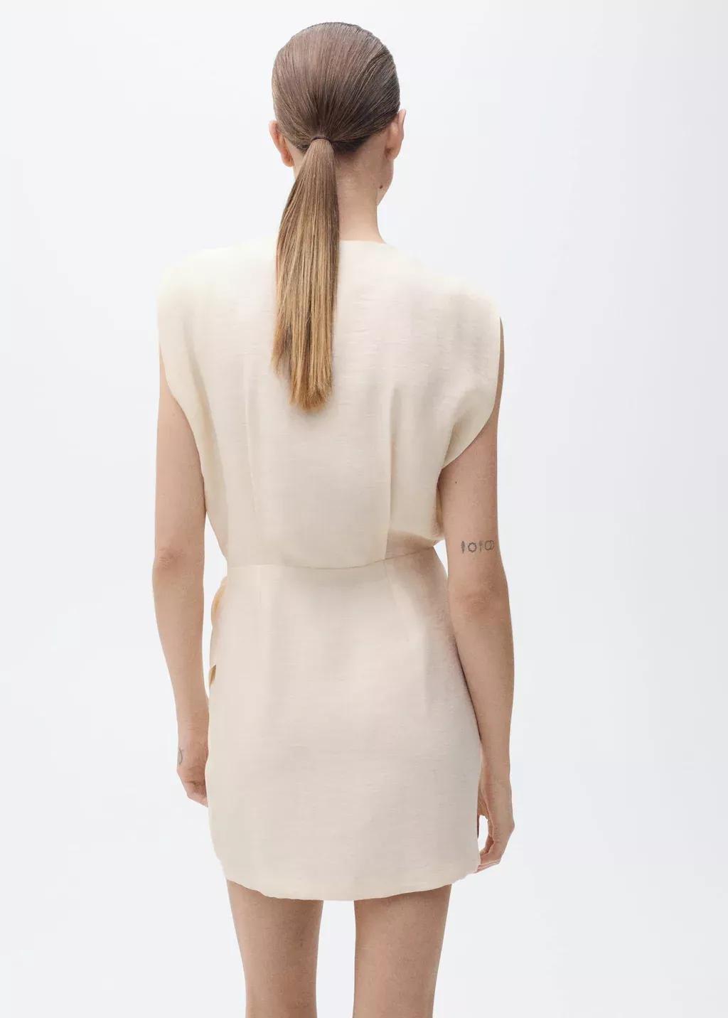 LIGHT BEIGE Lyocell wrap dress, , large image number 6