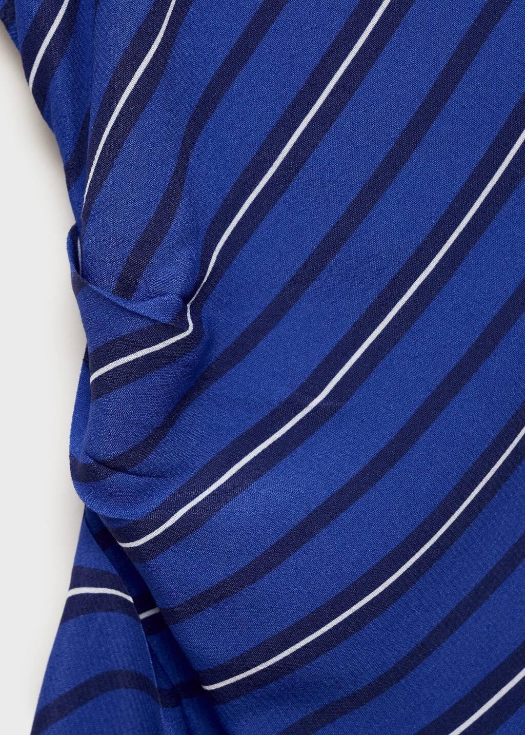Blue Asymmetrical Striped Blouse, , large image number 2