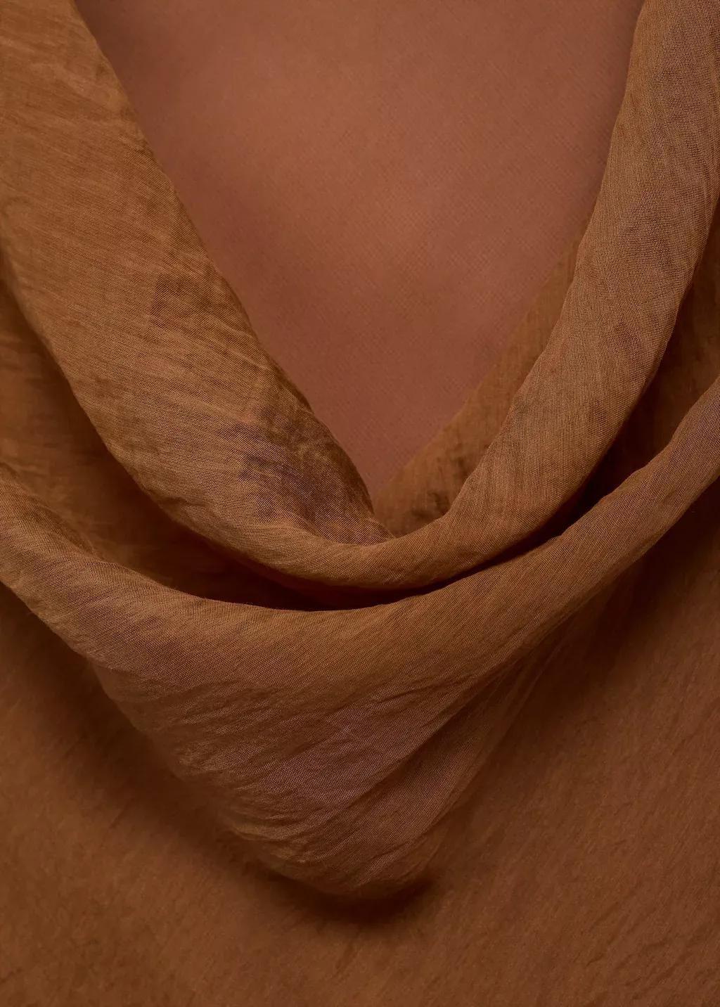 Brown Draped Neck Lyocell Dress, , large image number 4