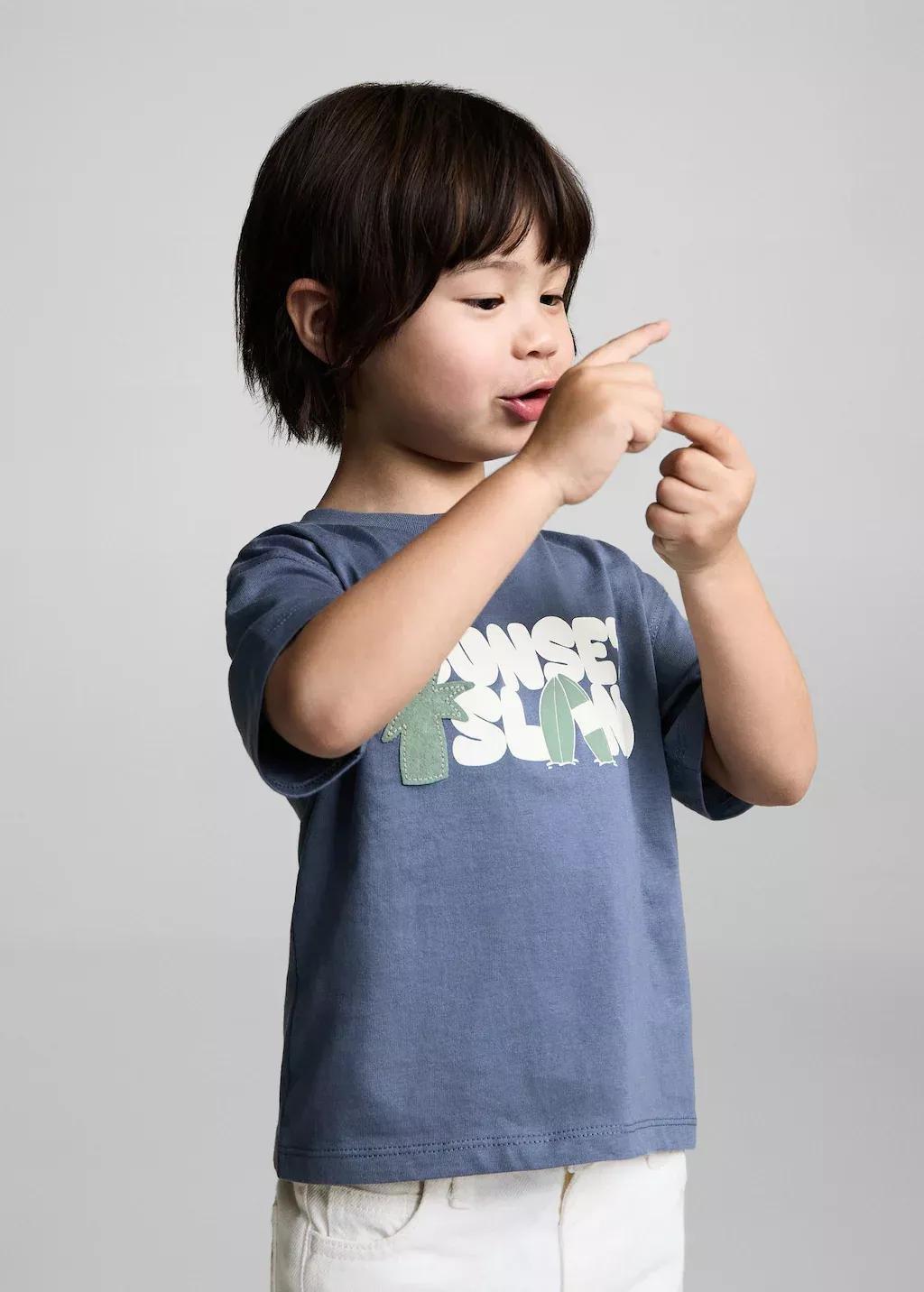 Blue Short-Sleeved Printed T-Shirt, Baby Boy, , large image number 0
