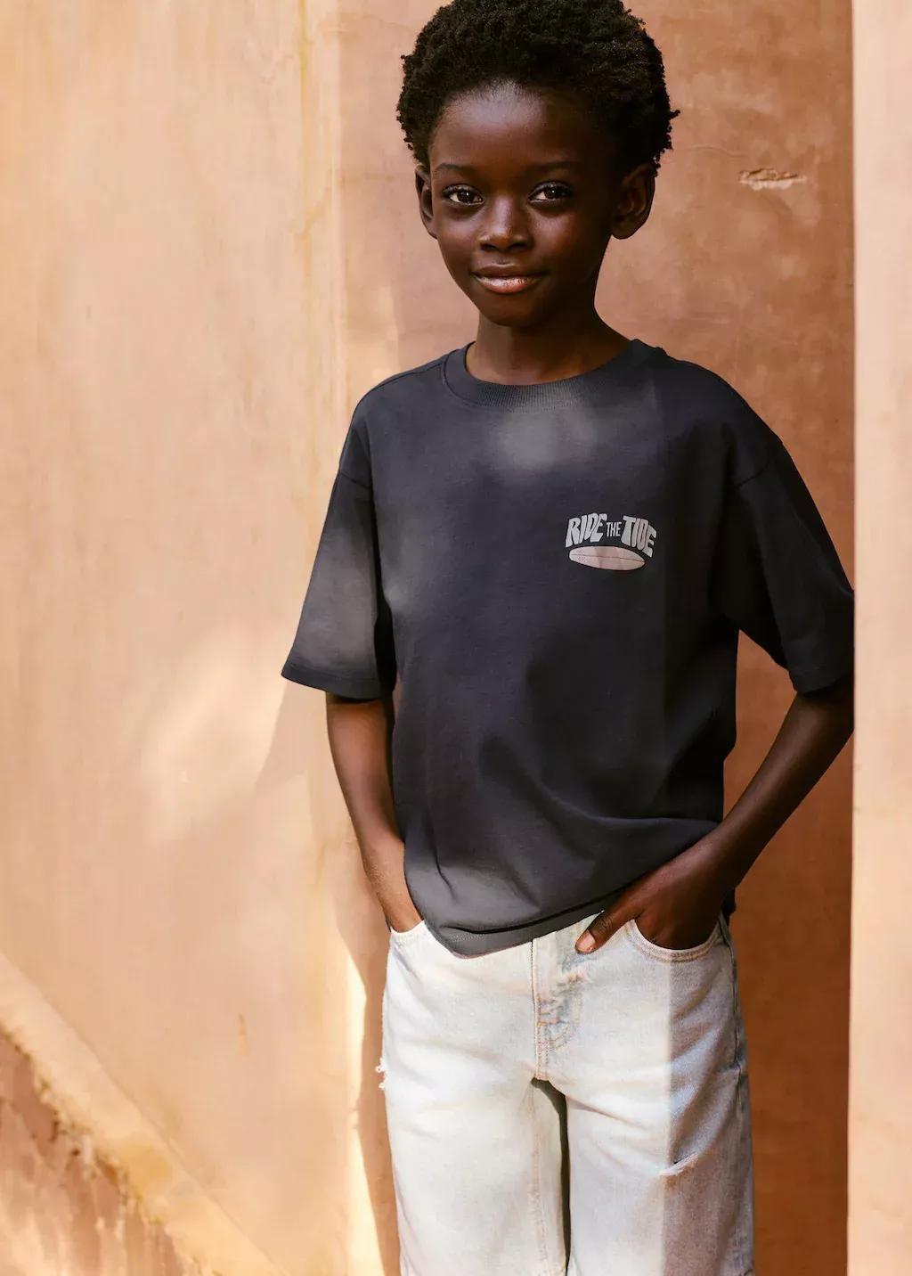 Navy Embossed Cotton T-Shirt, Kids Boy, , large image number 3
