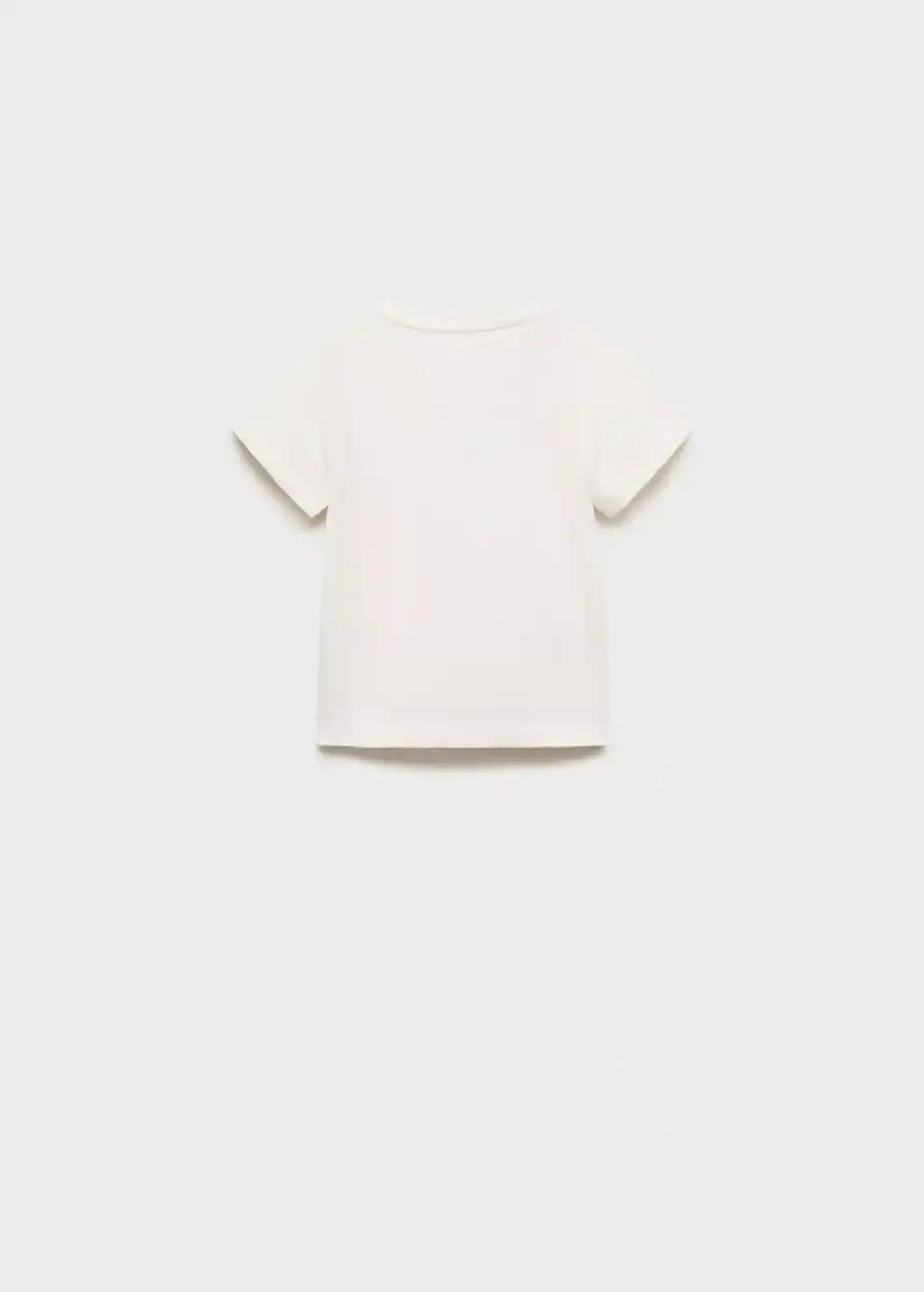 White Embossed Cotton T-Shirt, Baby Girl, , large image number 1