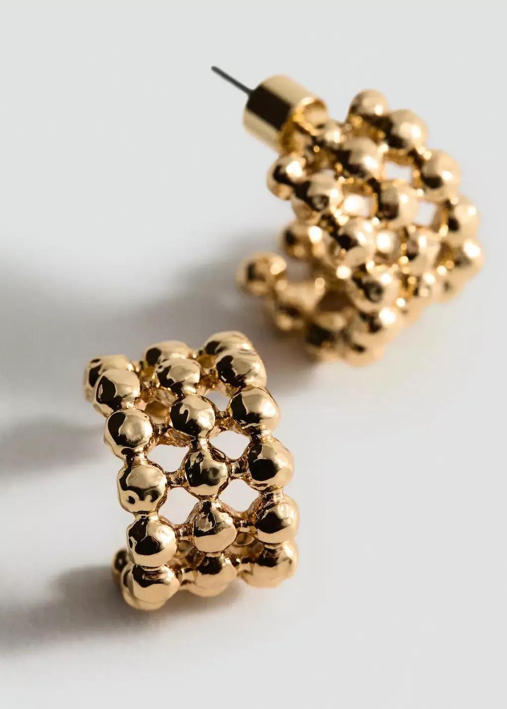 GOLD Ball hoop earrings, Gold, large image number 0
