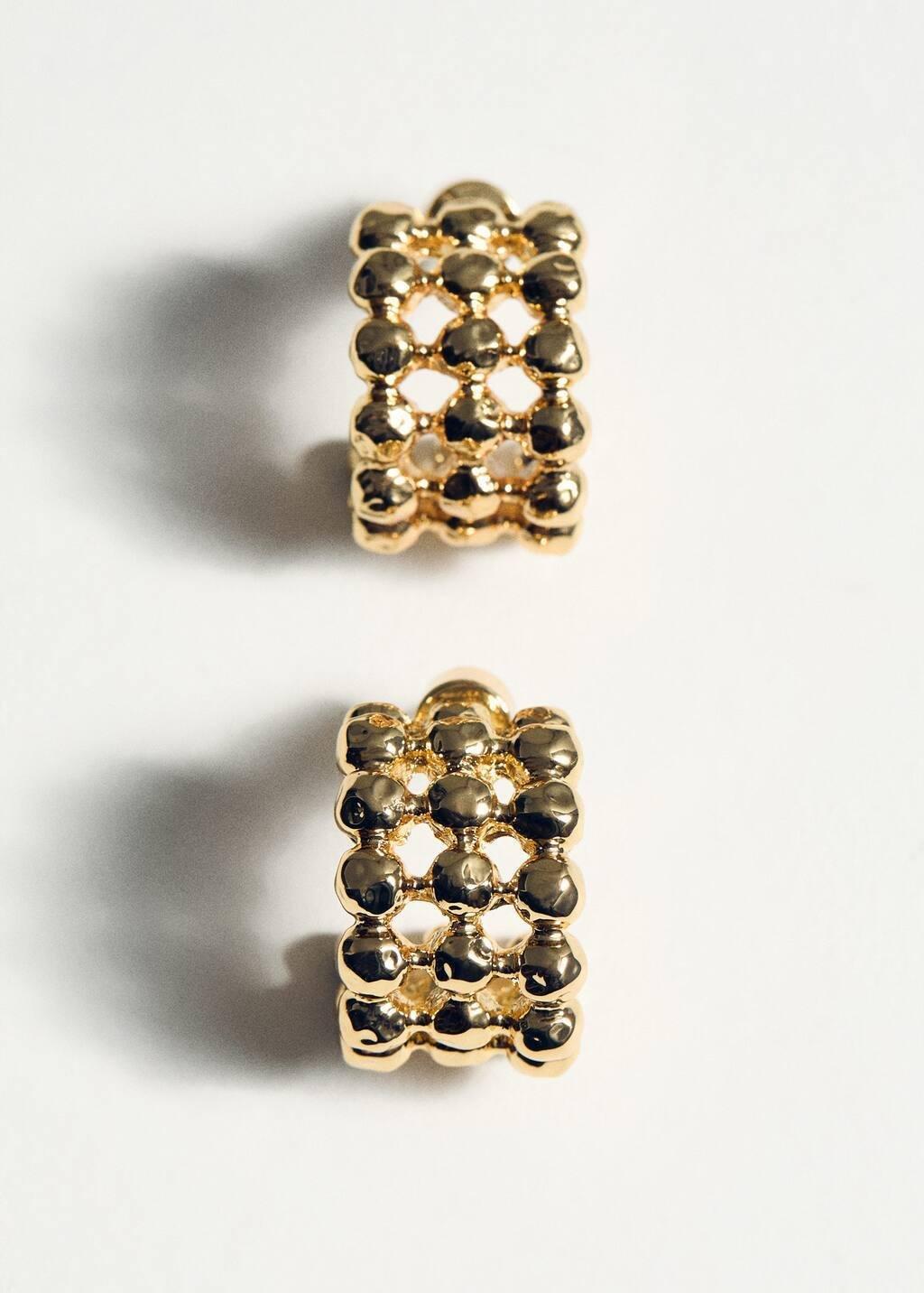 GOLD Ball hoop earrings, Gold, large image number 1