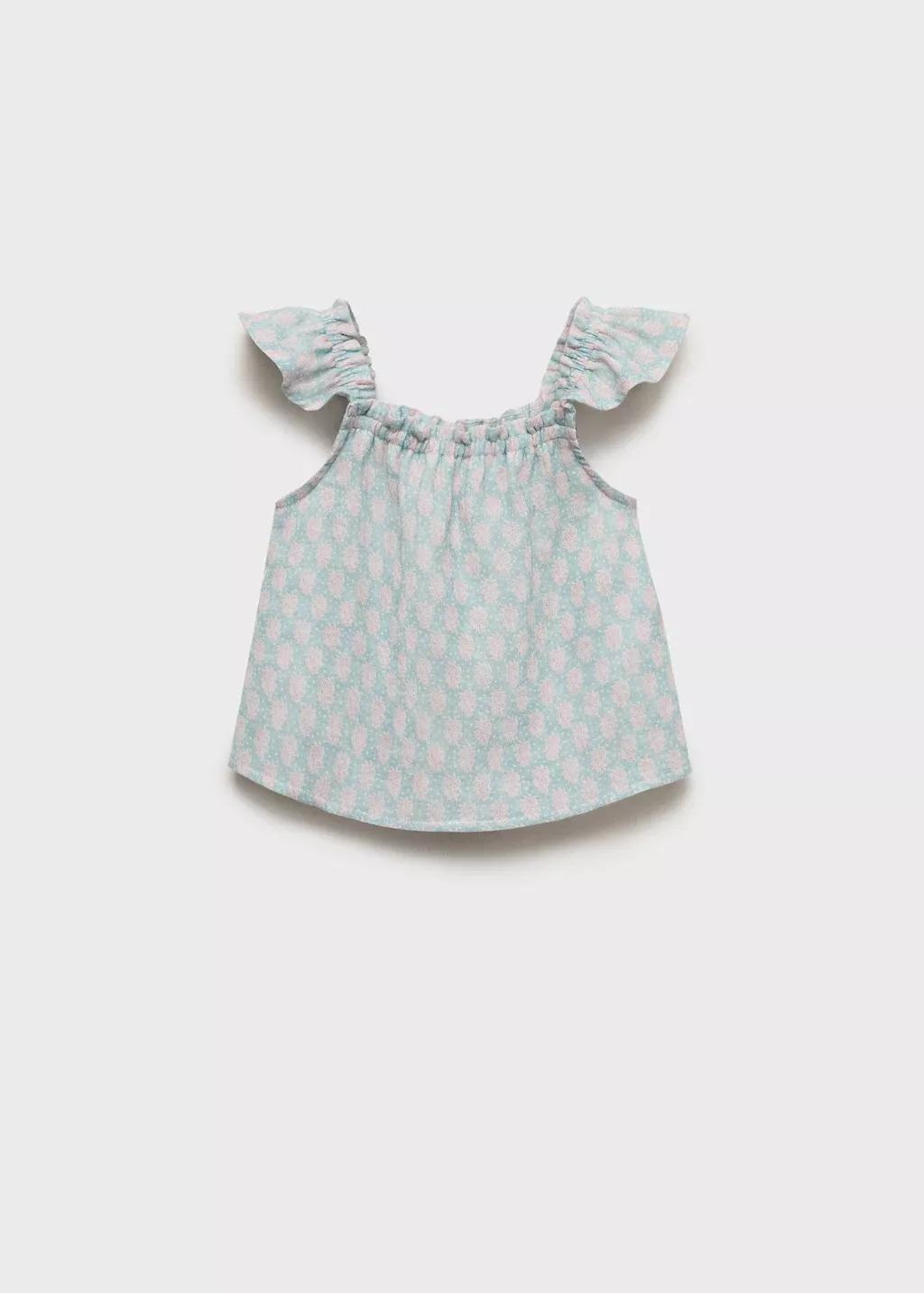 Turquoise Buttoned Printed Blouse, Baby Girl, , large image number 1