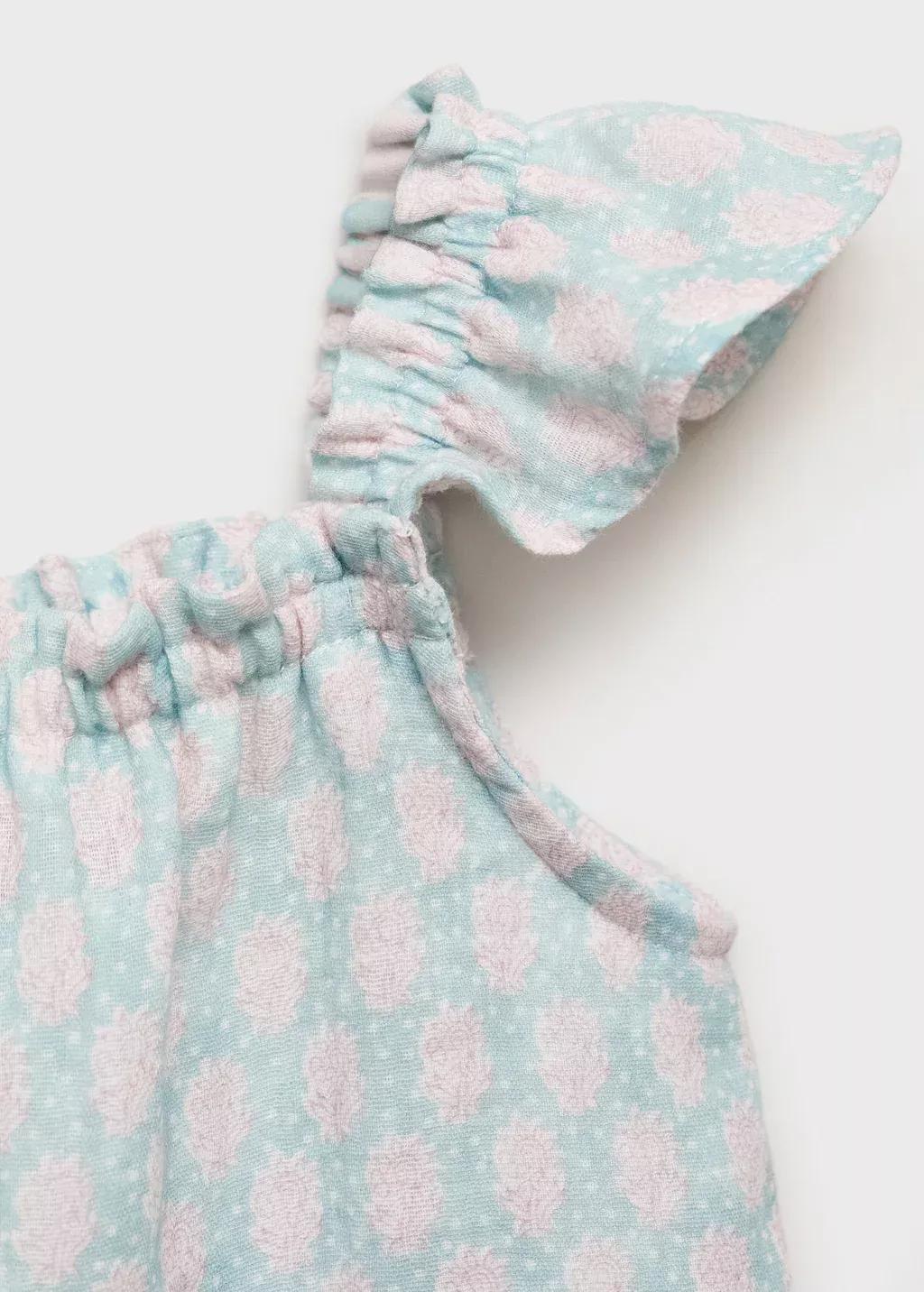 Turquoise Buttoned Printed Blouse, Baby Girl, , large image number 2