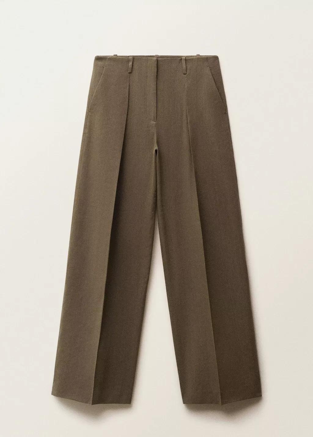 Khaki Seamless Linen Suit Trousers, , large image number 3