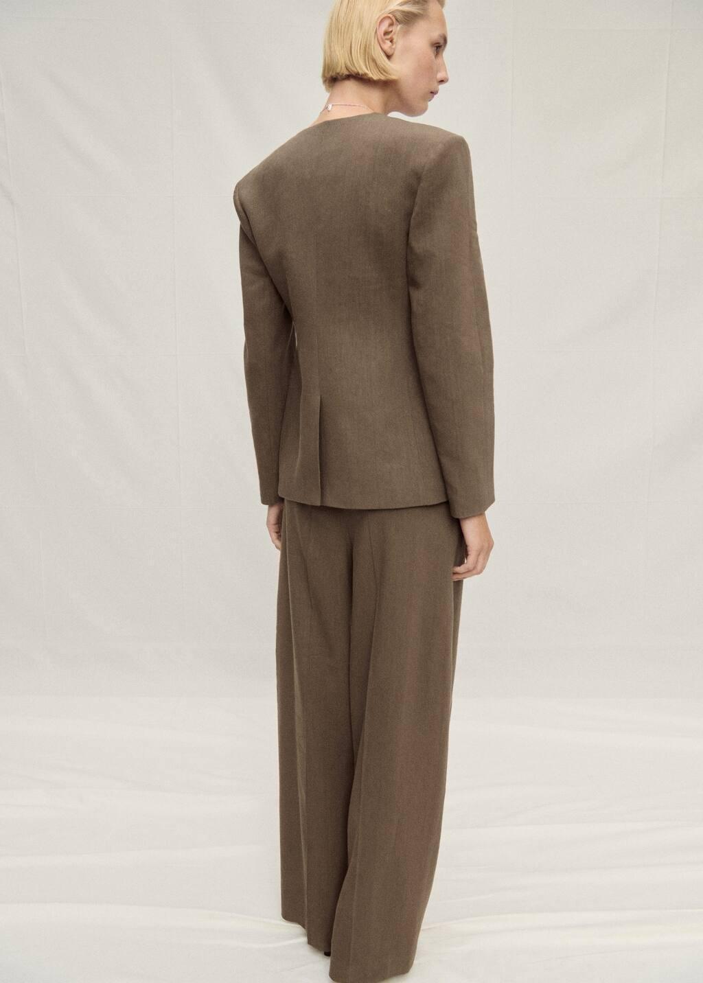 Khaki Seamless Linen Suit Trousers, , large image number 5