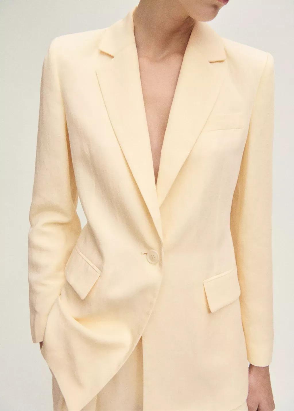Yellow Linen-Blend Suit Jacket, , large image number 0