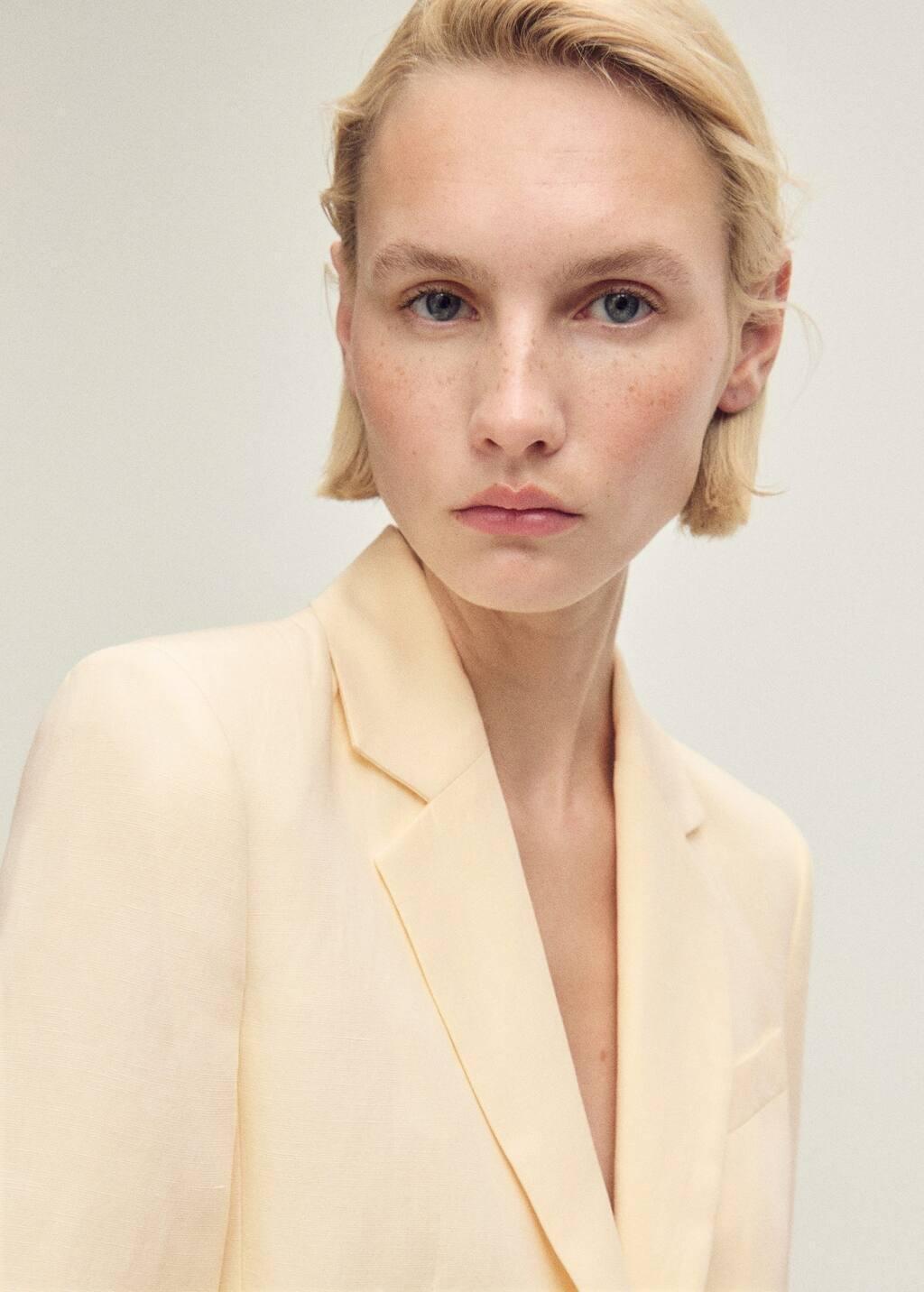 Yellow Linen-Blend Suit Jacket, , large image number 1