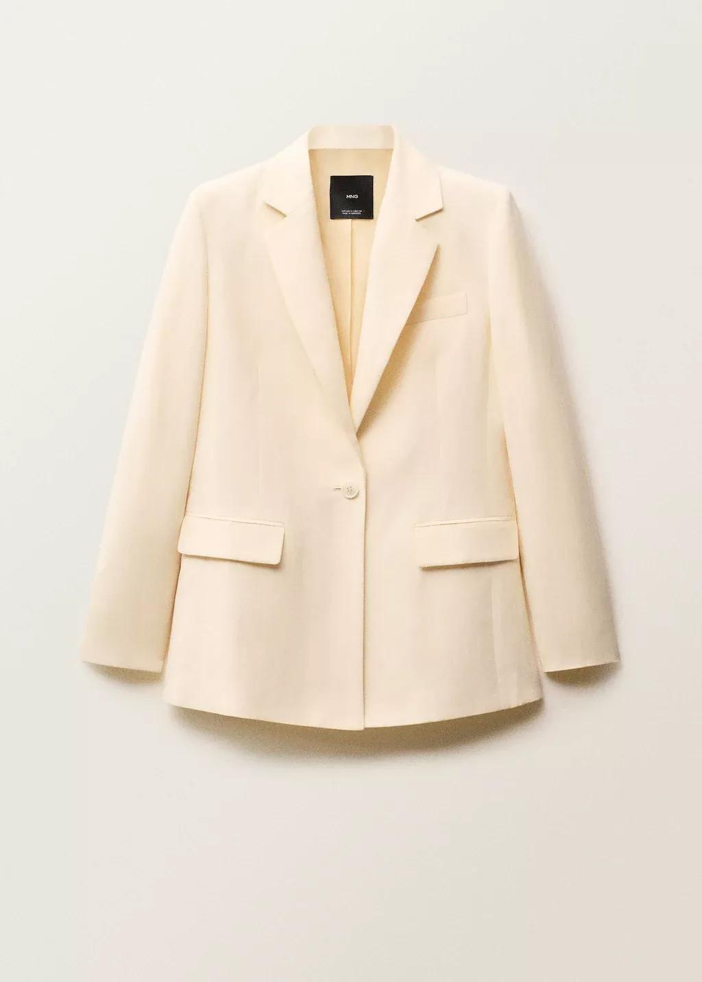 Yellow Linen-Blend Suit Jacket, , large image number 3