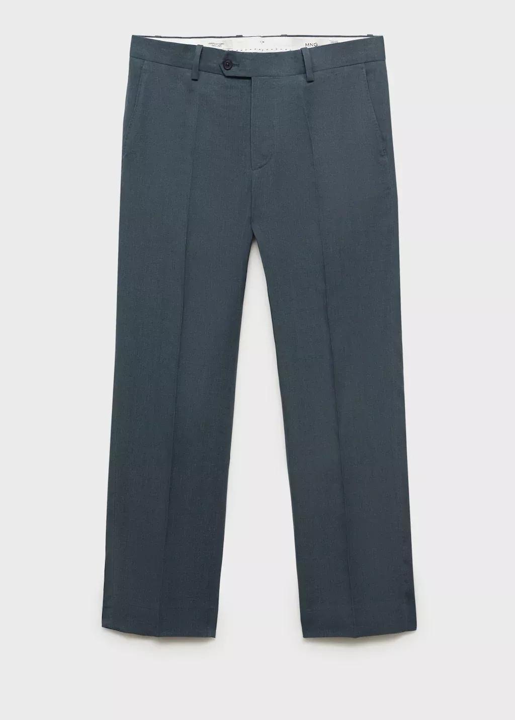 Turquoise 100% Linen Straight Trousers, , large image number 3
