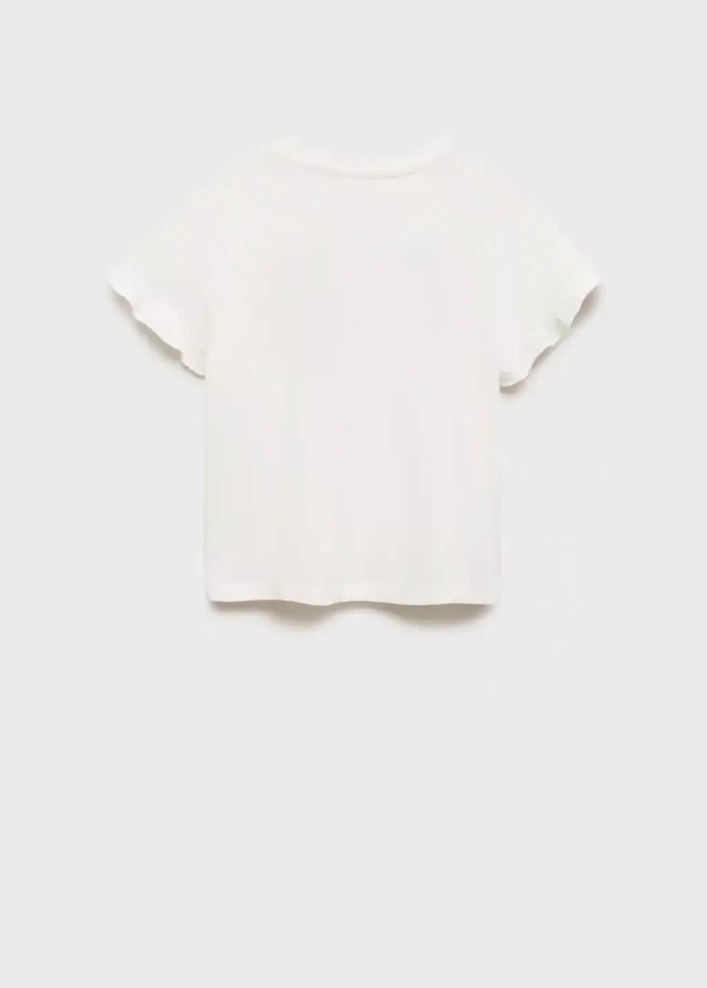 NATURAL WHITE Ruffles embroidered  t-shirt, Kids Girl, , large image number 1