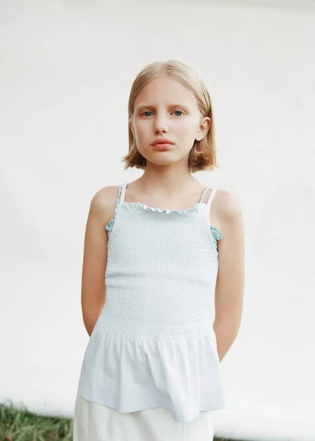 Blue Lt Pastel Honeycomb Cotton Top, Kids Girl, , large image number 4