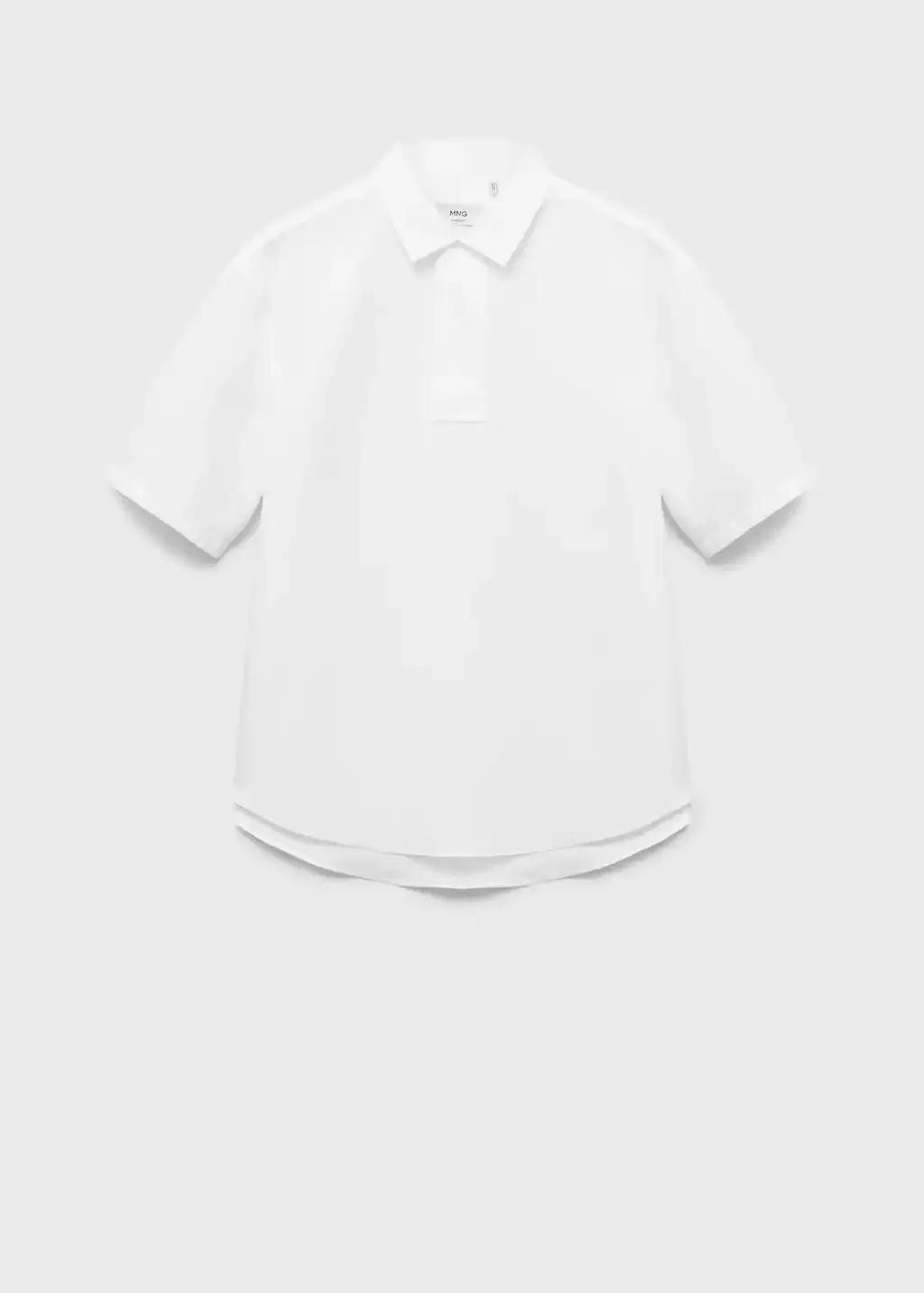 White Lyocell Linen Polo Shirt Regular Fit, , large image number 3