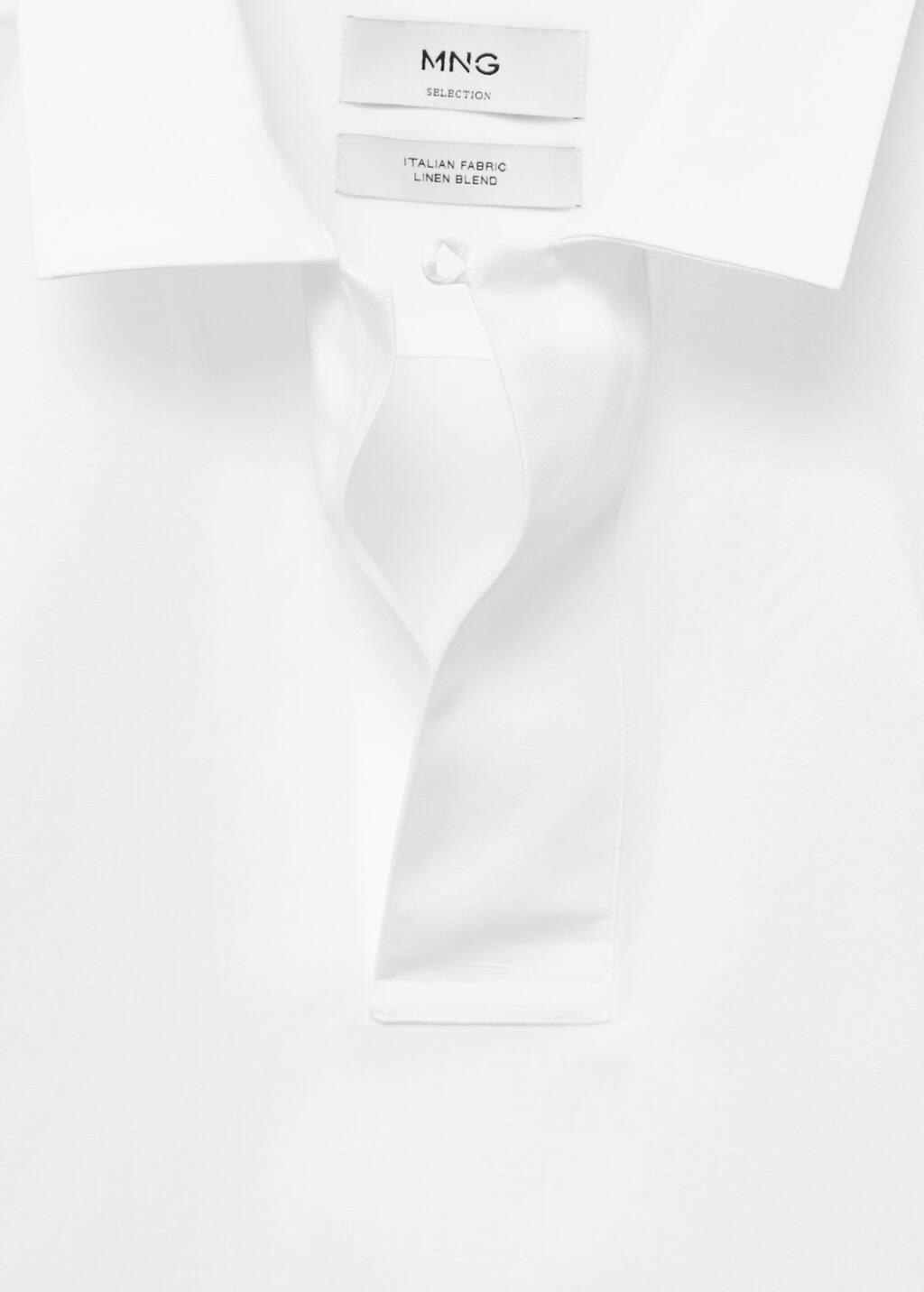 WHITE Lyocell linen regular-fit polo shirt, , large image number 4