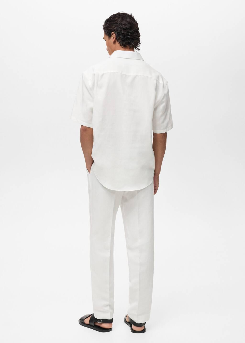 White Lyocell Linen Polo Shirt Regular Fit, , large image number 6