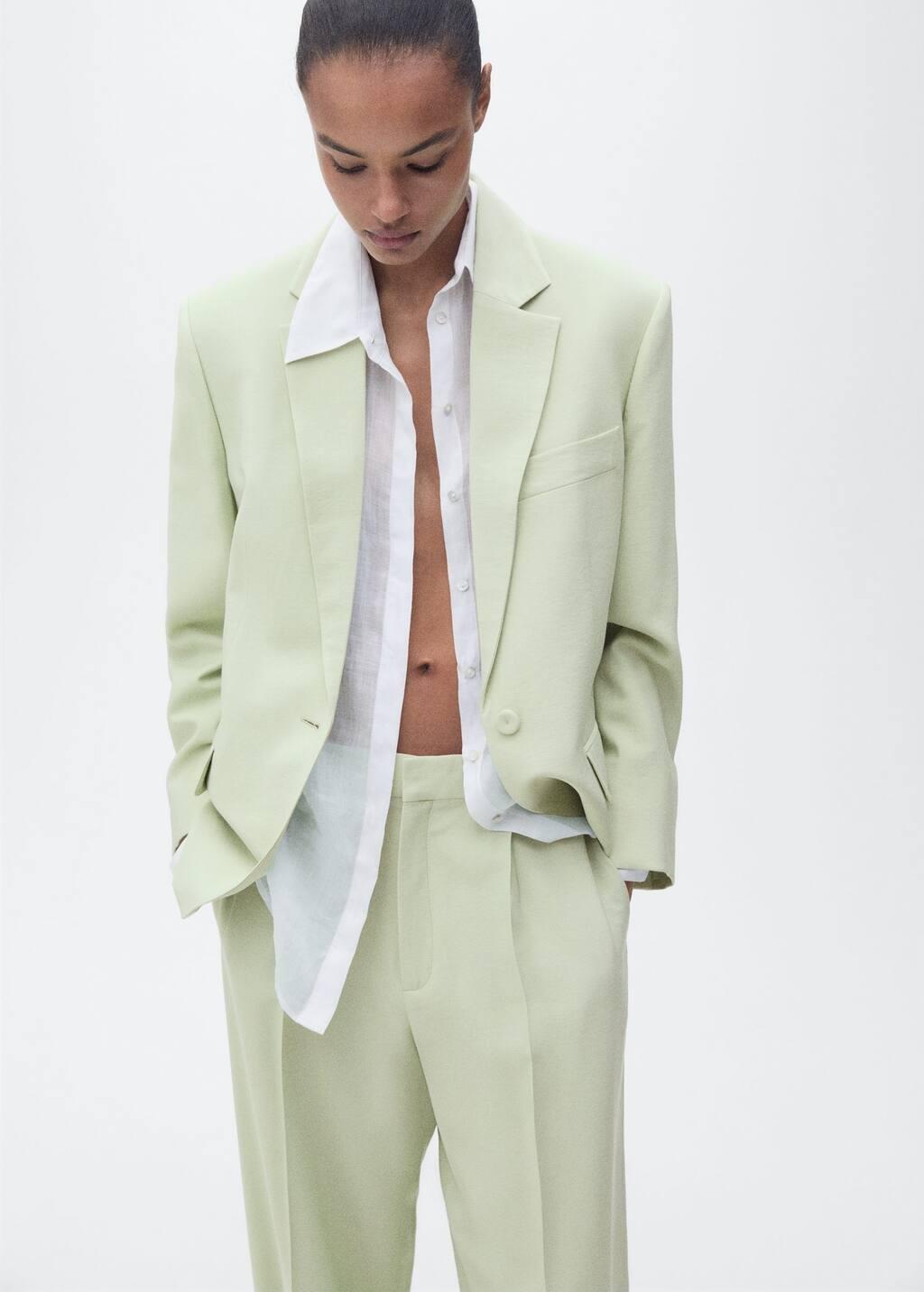 Green Straight-Fit Suit Trousers, , large image number 1