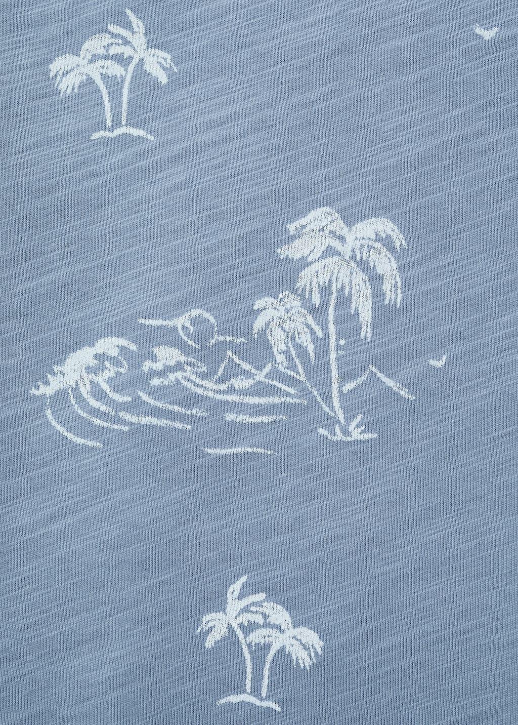 Blue Palm Print T-Shirt, Kids Boy, , large image number 2