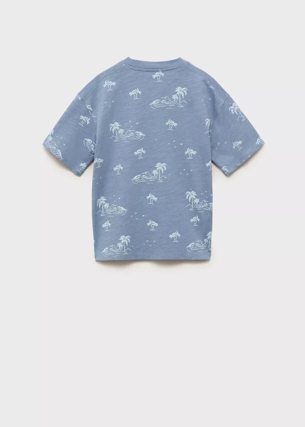 Blue Palm Print T-Shirt, Kids Boy, , large image number 4