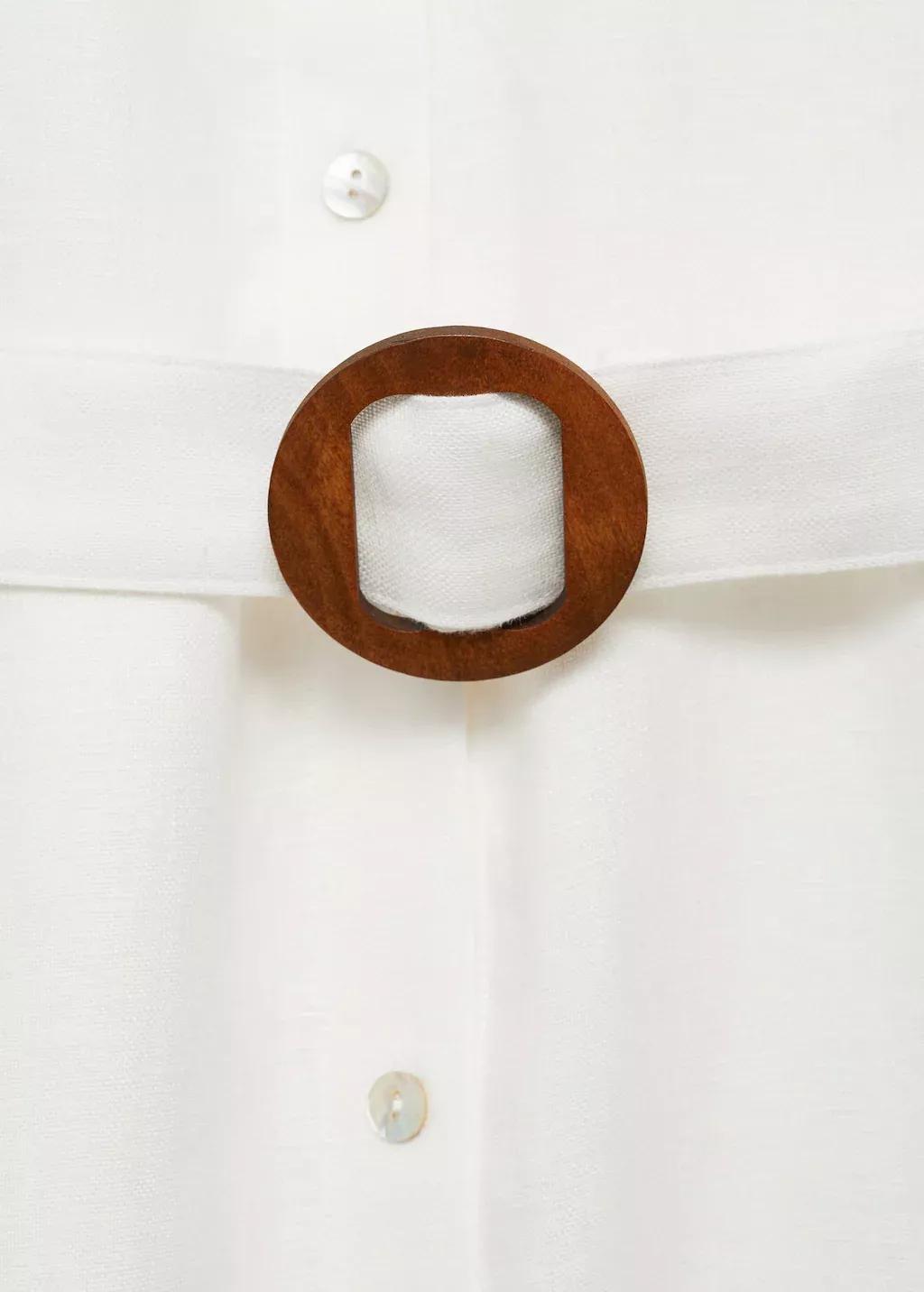 White Belt Linen Dress, , large image number 2