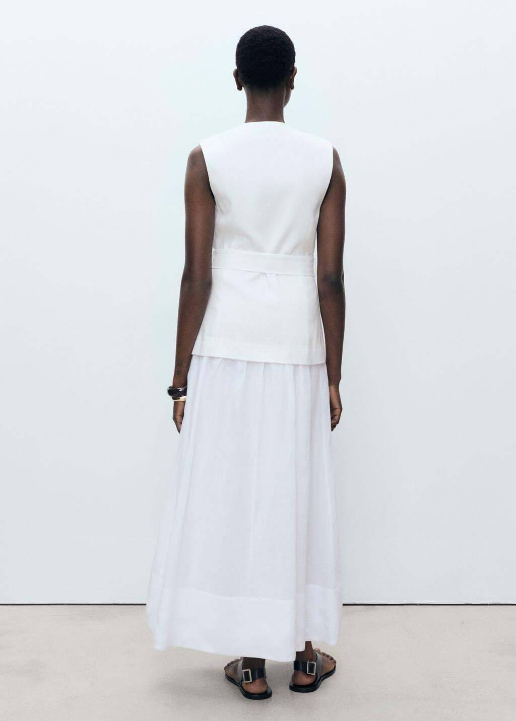 WHITE Combined woven dress with belt, , large image number 5
