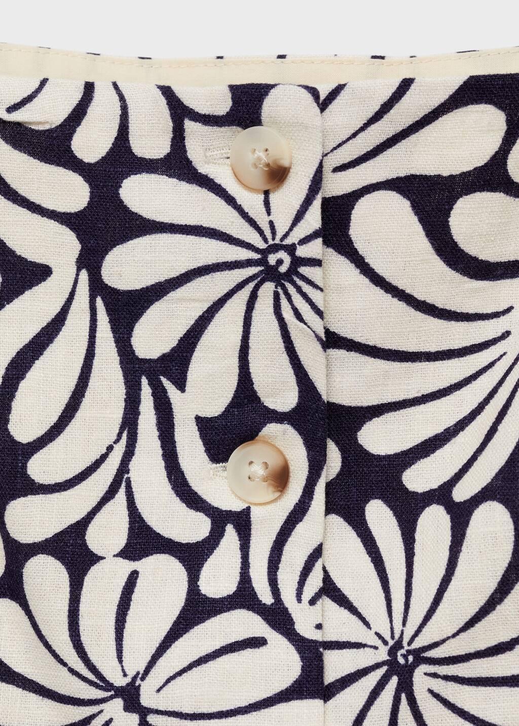 Beige Floral Fitted Linen Top, , large image number 4