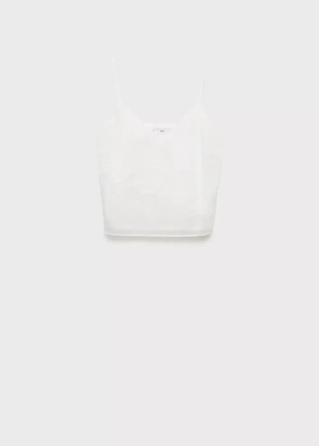 NATURAL WHITE Lace strap top, , large image number 3