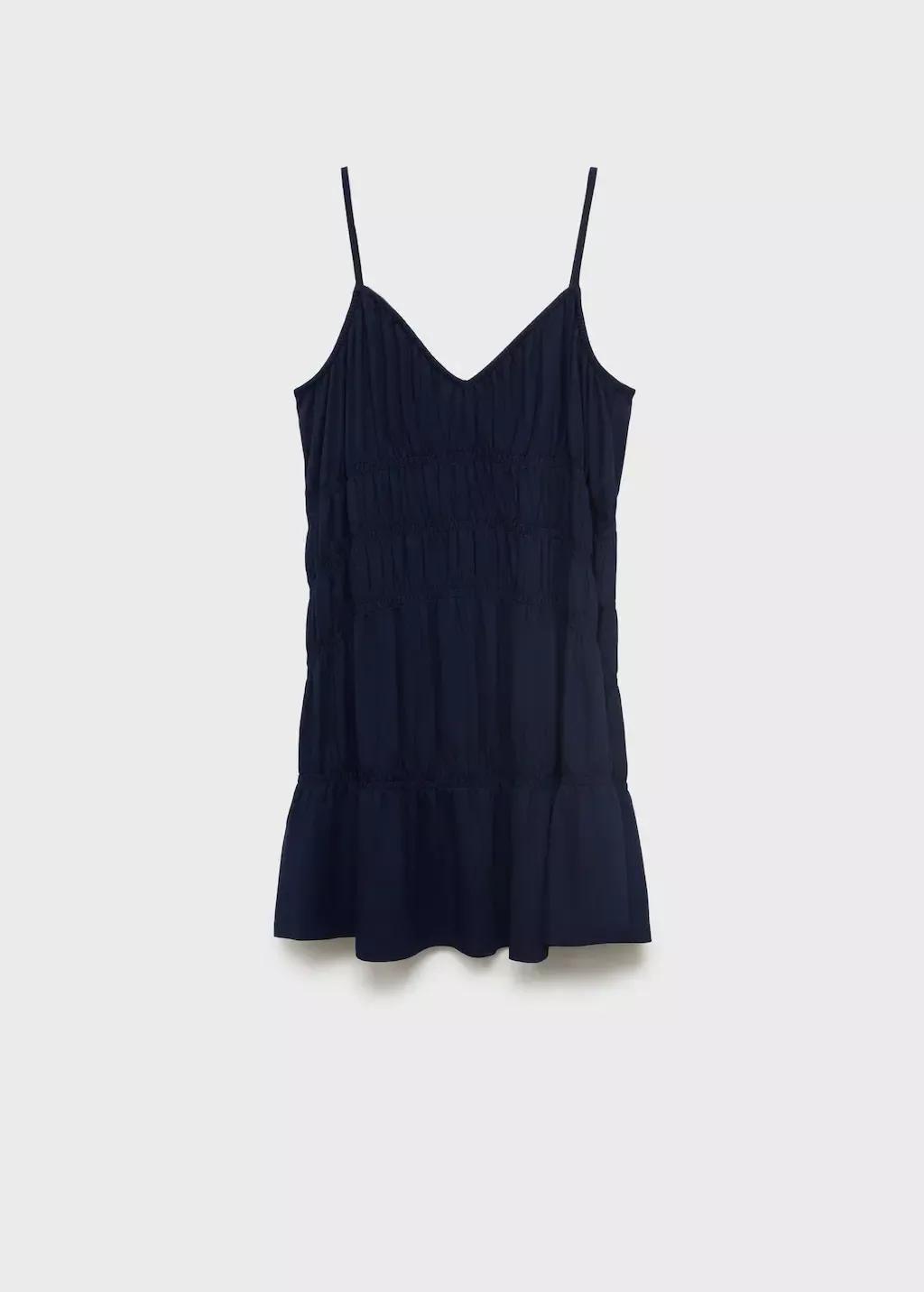 Navy Short Dress With Gathered Panels, , large image number 5